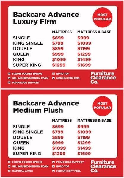 Backcare Advance Luxury Firm Mattress and Base / King