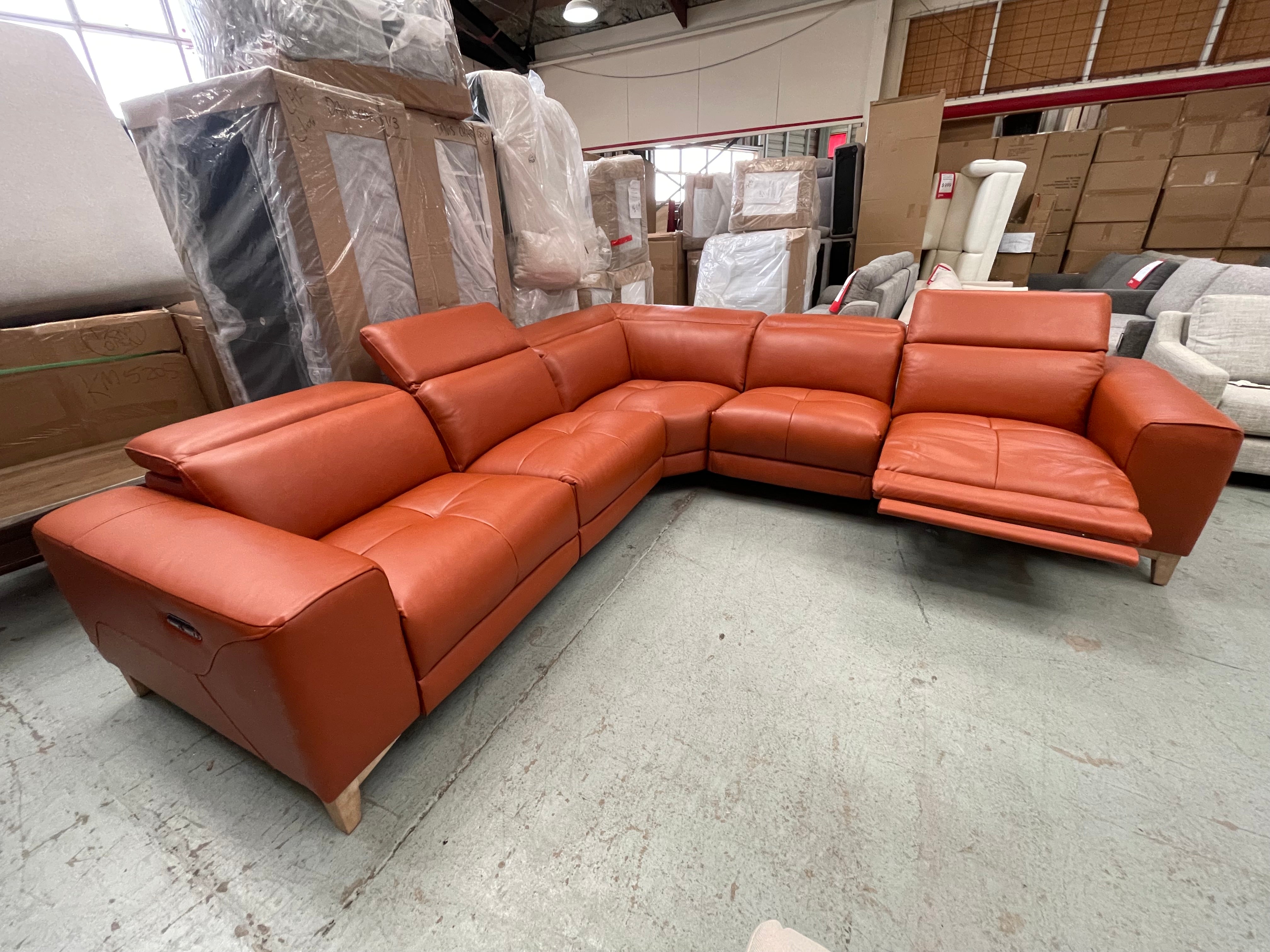 Aspen Leather Power Recliners Corner Sofa