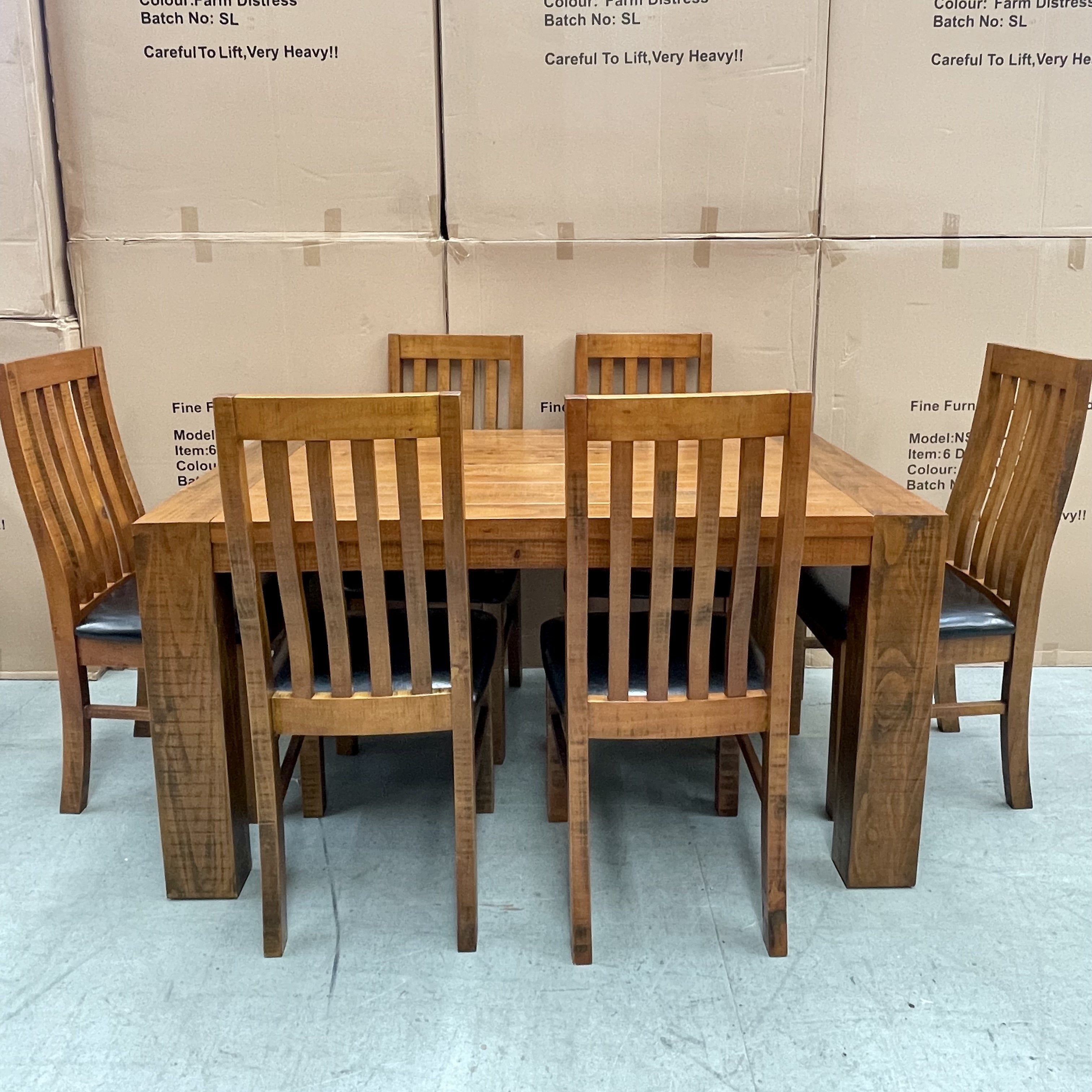 WANAKA Dining Table (1800mm) with 6 Chairs