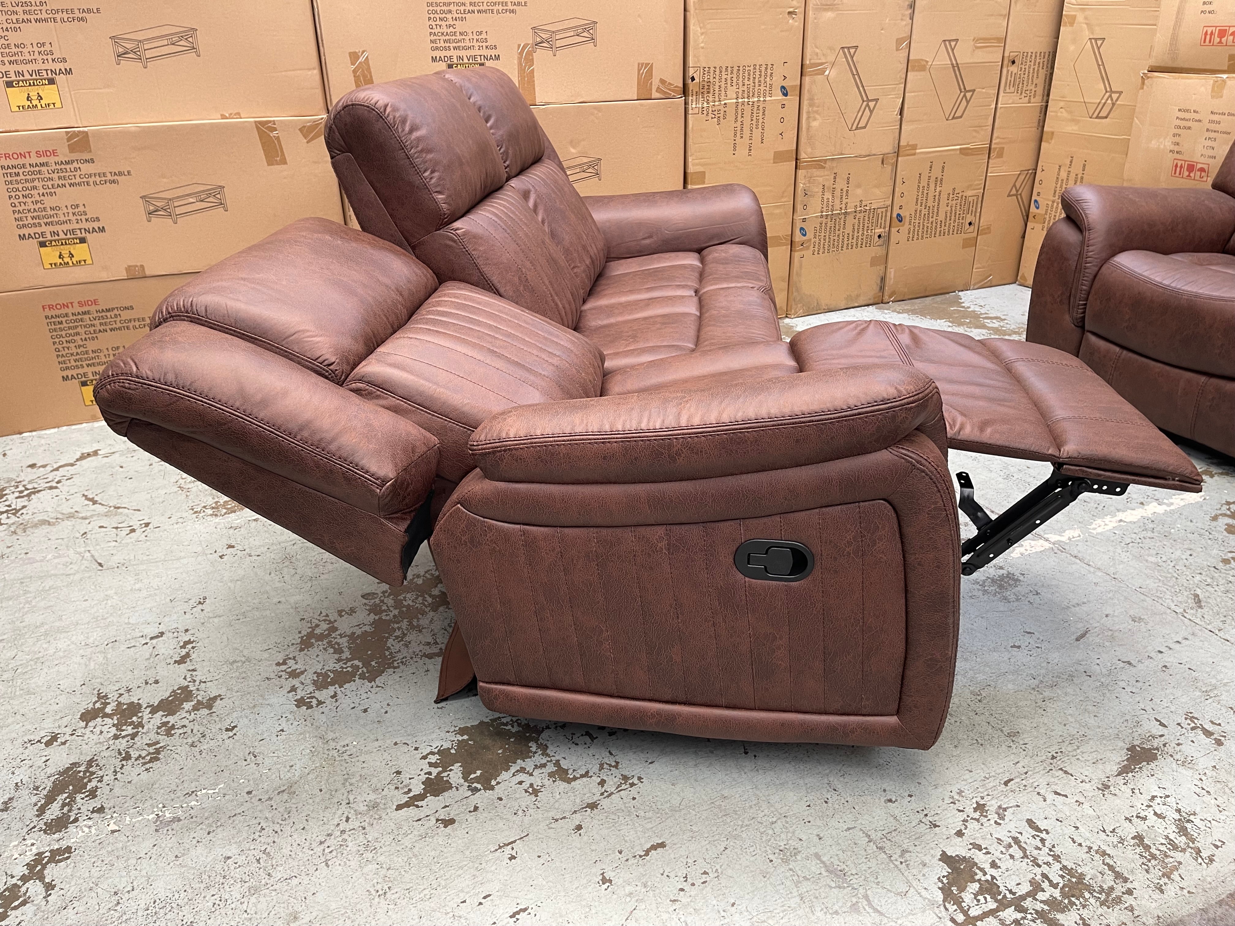 Boston 3 Seater (2 Manual Recliners) Sofa